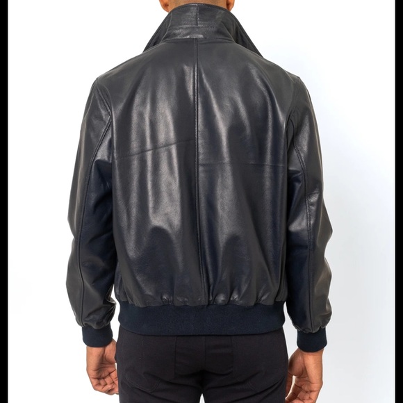 ◾️NWT◾️ PINO PORTE BLACK LEATHER BOMBER JACKET - Picture 2 of 8